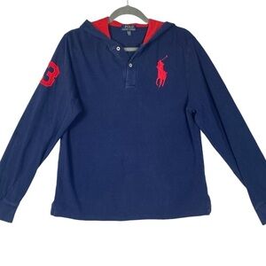 Polo Ralph Lauren rugby polo hoodie big pony XL preppy country club 90's y2k